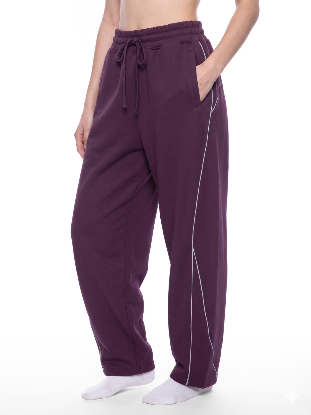 Unisex Piping Fleece Barrel Leg Sweatpants – model view 10