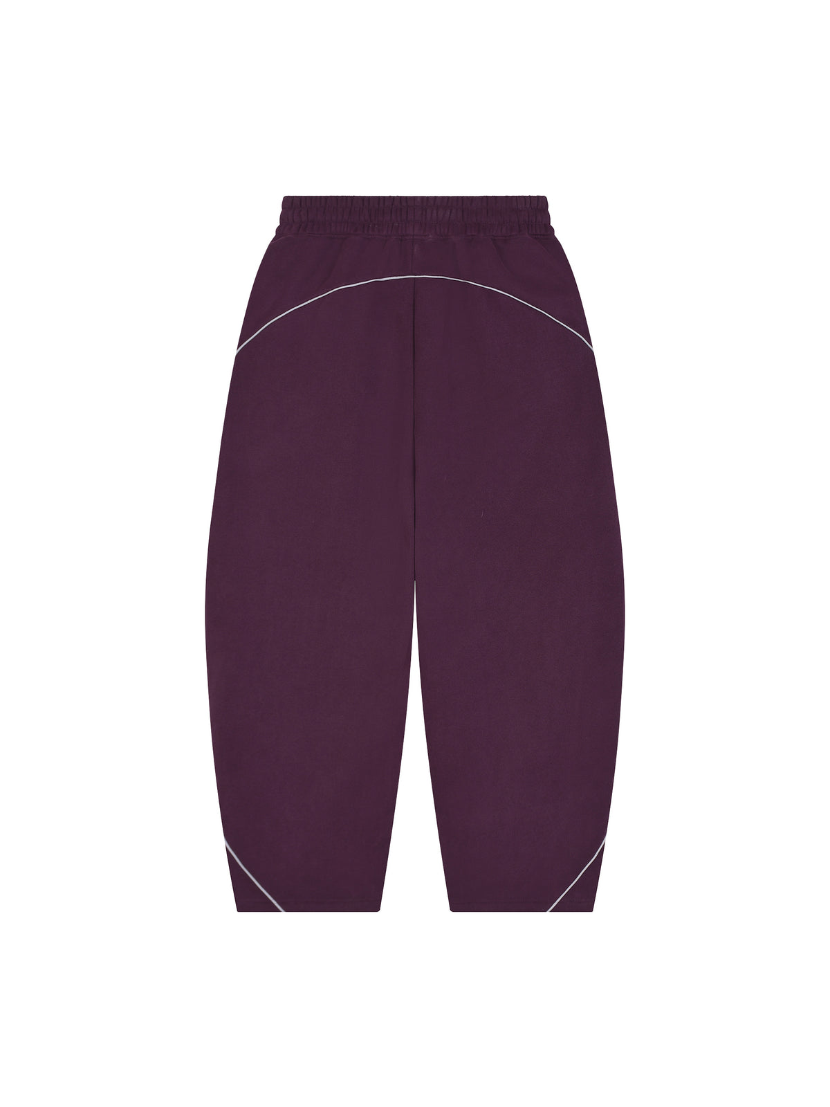 Unisex Piping Fleece Barrel Leg Sweatpants – Plum Purple back