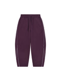 Unisex Piping Fleece Barrel Leg Sweatpants – Plum Purple front