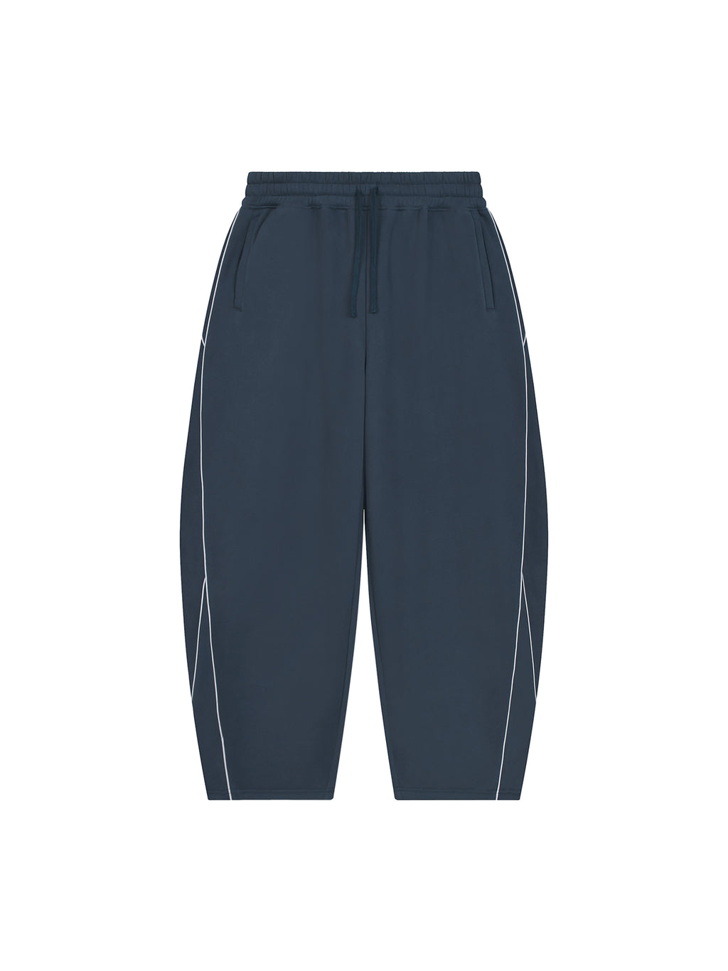 Unisex Piping Fleece Barrel Leg Sweatpants – front product view