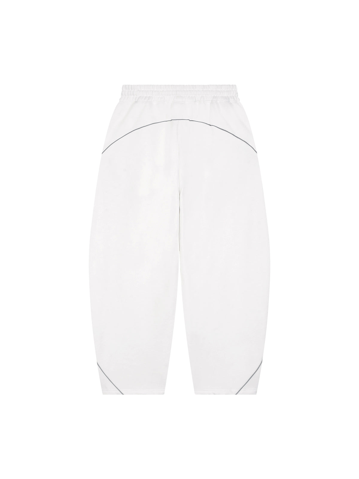 Unisex Piping Fleece Barrel Leg Sweatpants – White back