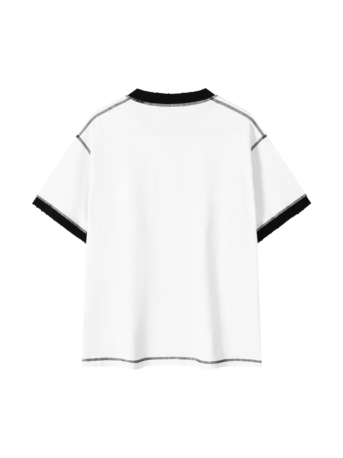 Off Script Unisex Contrast-Stitched Ringer T-Shirt - White with Black back view