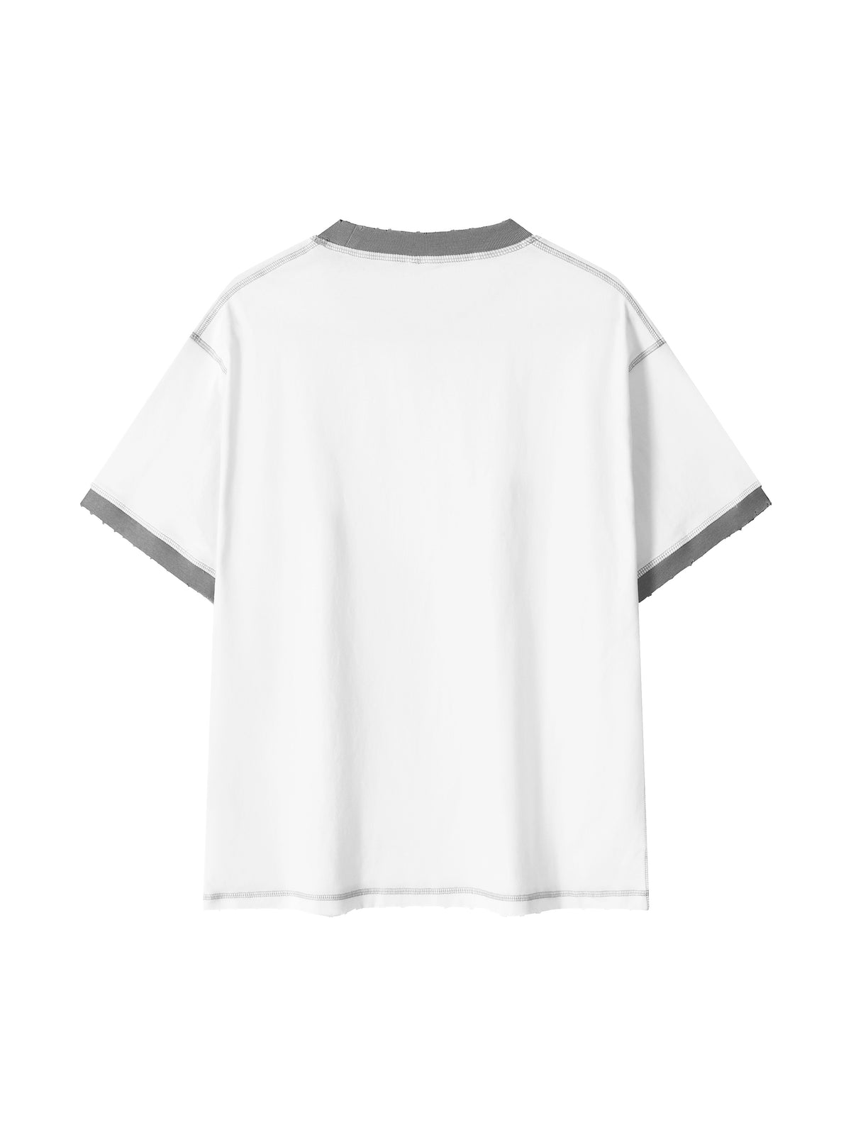 Off Script Unisex Contrast-Stitched Ringer T-Shirt - White with Grey back view