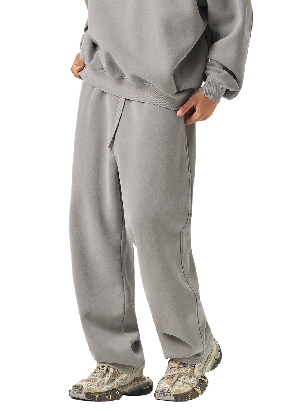 Unisex Frayed Enzyme-Washed Fleece Sweatpants gallery image