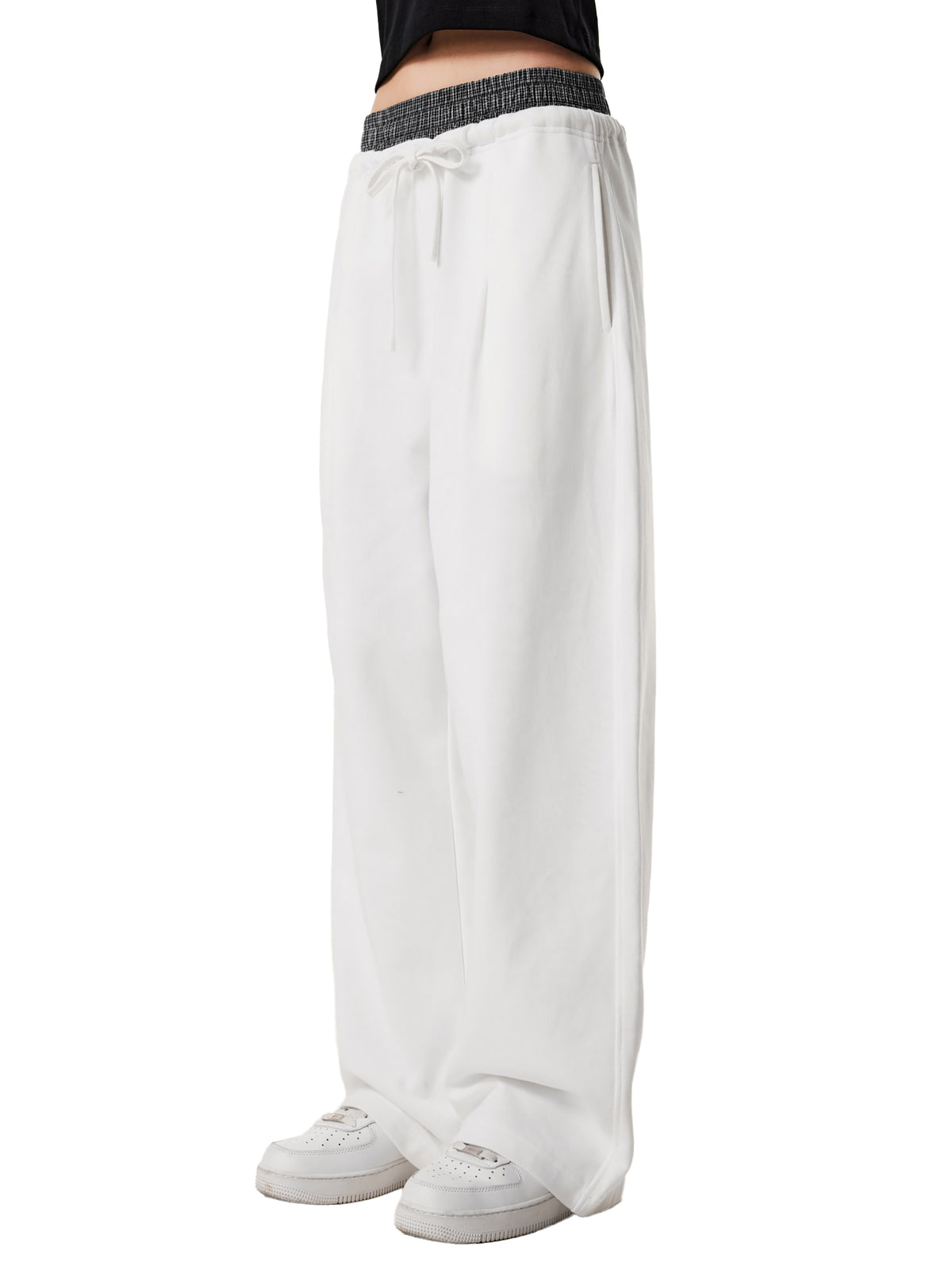 Unisex Plaid Contrast-Waist Pants gallery image