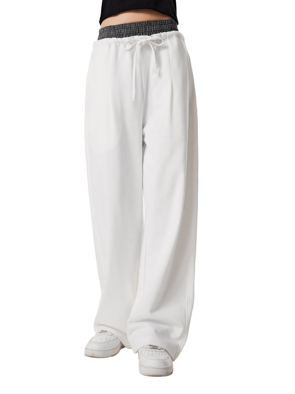 Unisex Plaid Contrast-Waist Pants gallery image