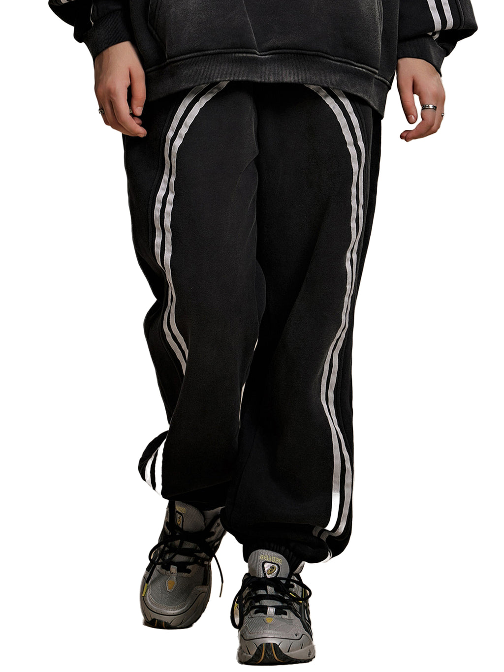 Unisex Sun-Fade Contrast-Tape Fleece Jogger Sweatpants gallery image
