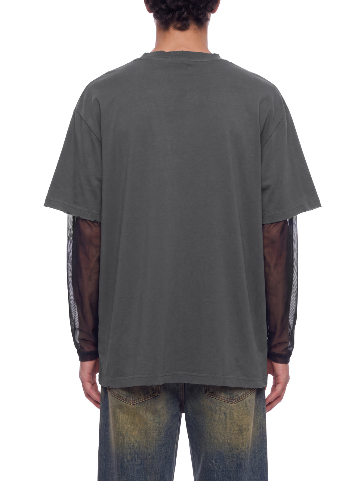 Unisex Sunfade Layer T-Shirt dark gray model back view