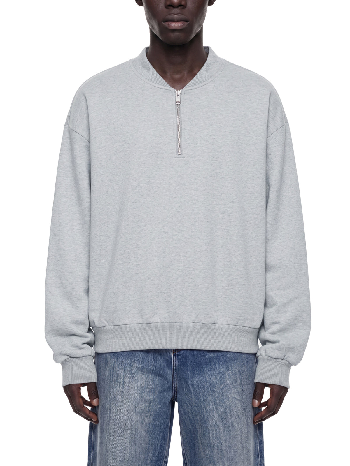 Unisex Vintage Wash Quarter-Zip Sweatshirt gray model front view