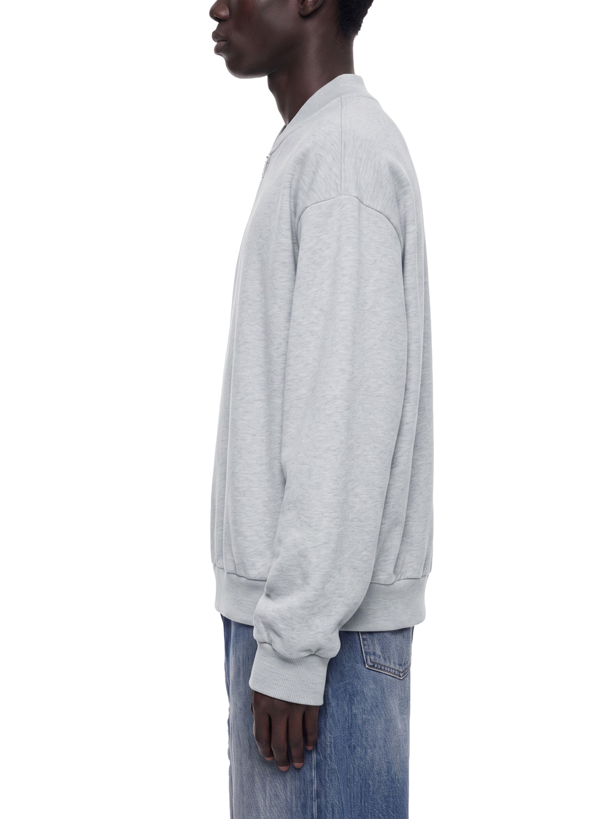 Unisex Vintage Wash Quarter-Zip Sweatshirt gray model side view