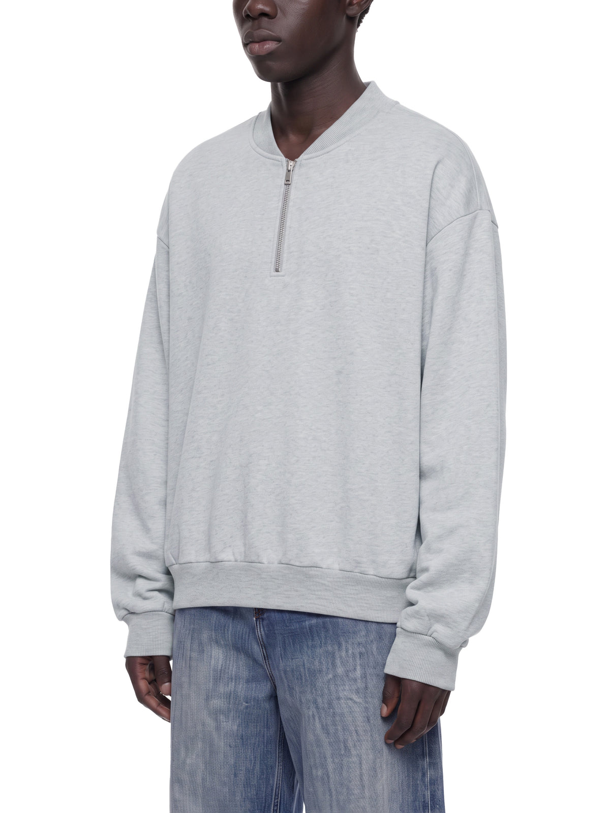 Unisex Vintage Wash Quarter-Zip Sweatshirt gray model three-quarter view