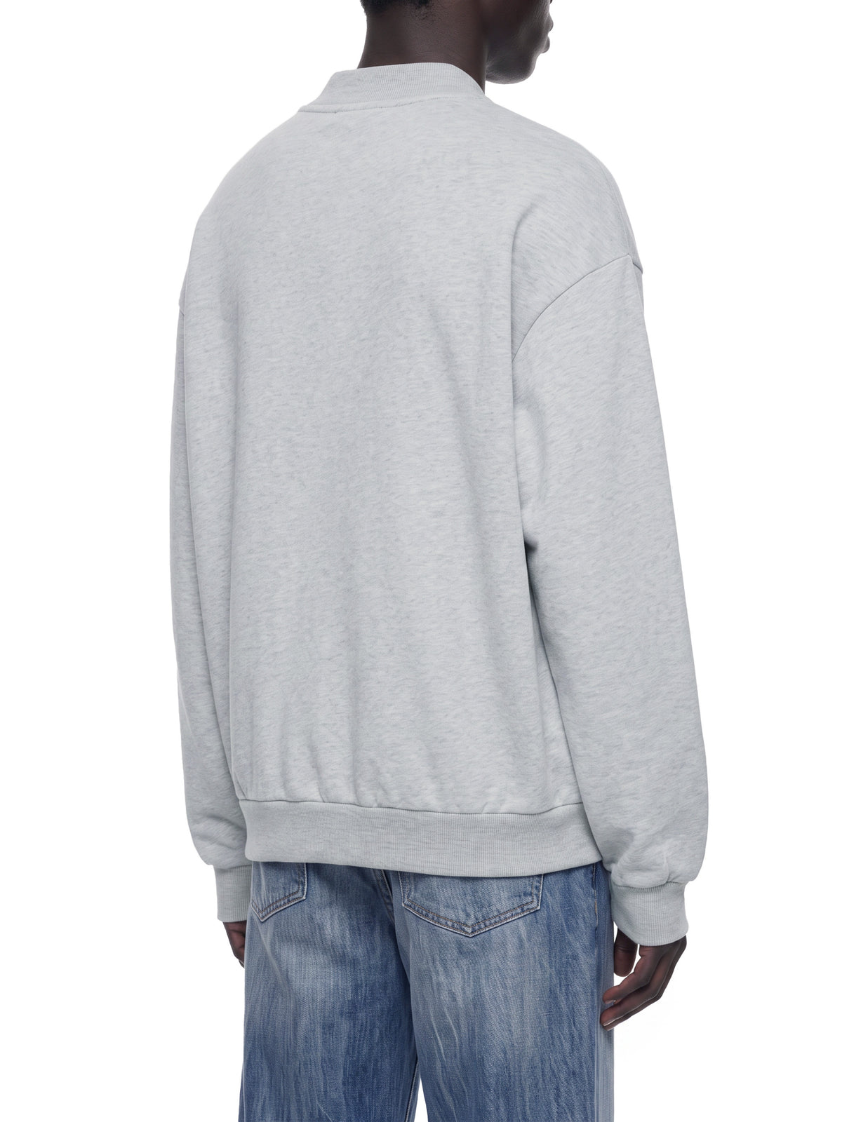 Unisex Vintage Wash Quarter-Zip Sweatshirt gray model angled back view