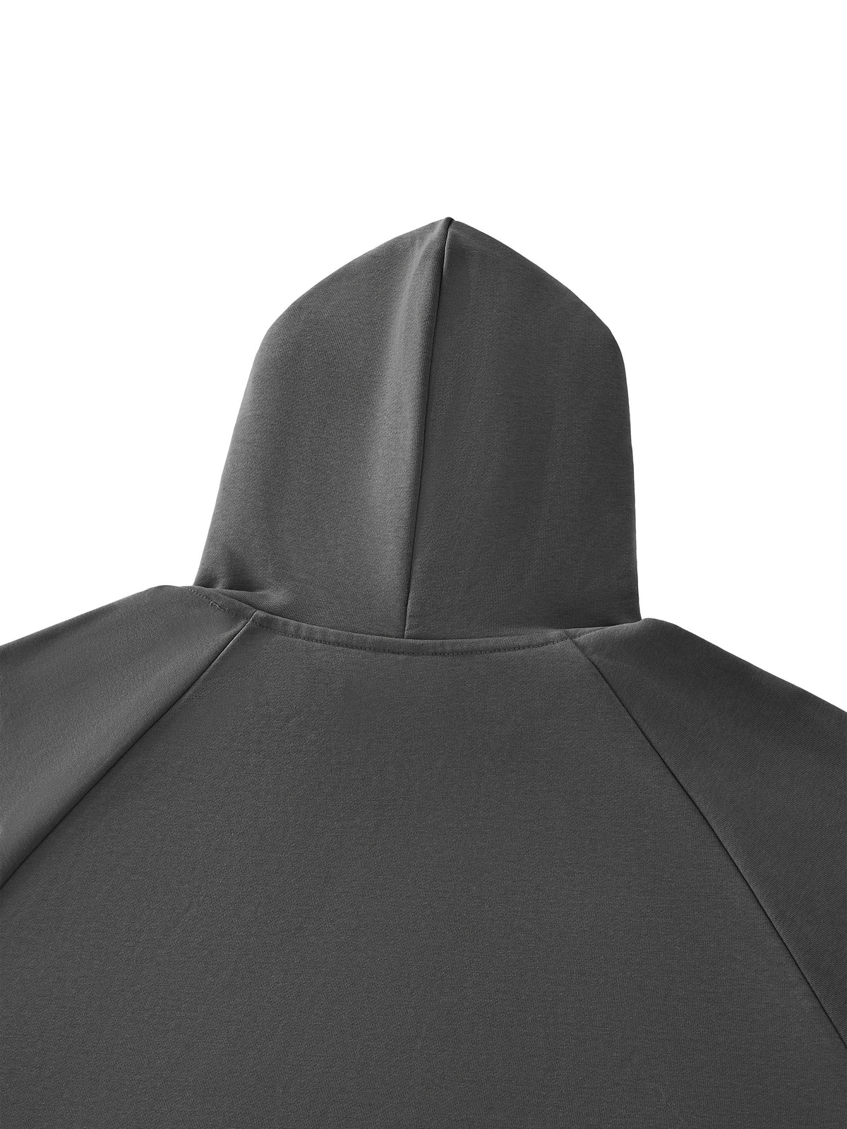 Unisex Vintage Wash Raw Edge Boxy Hoodie back hood seam detail