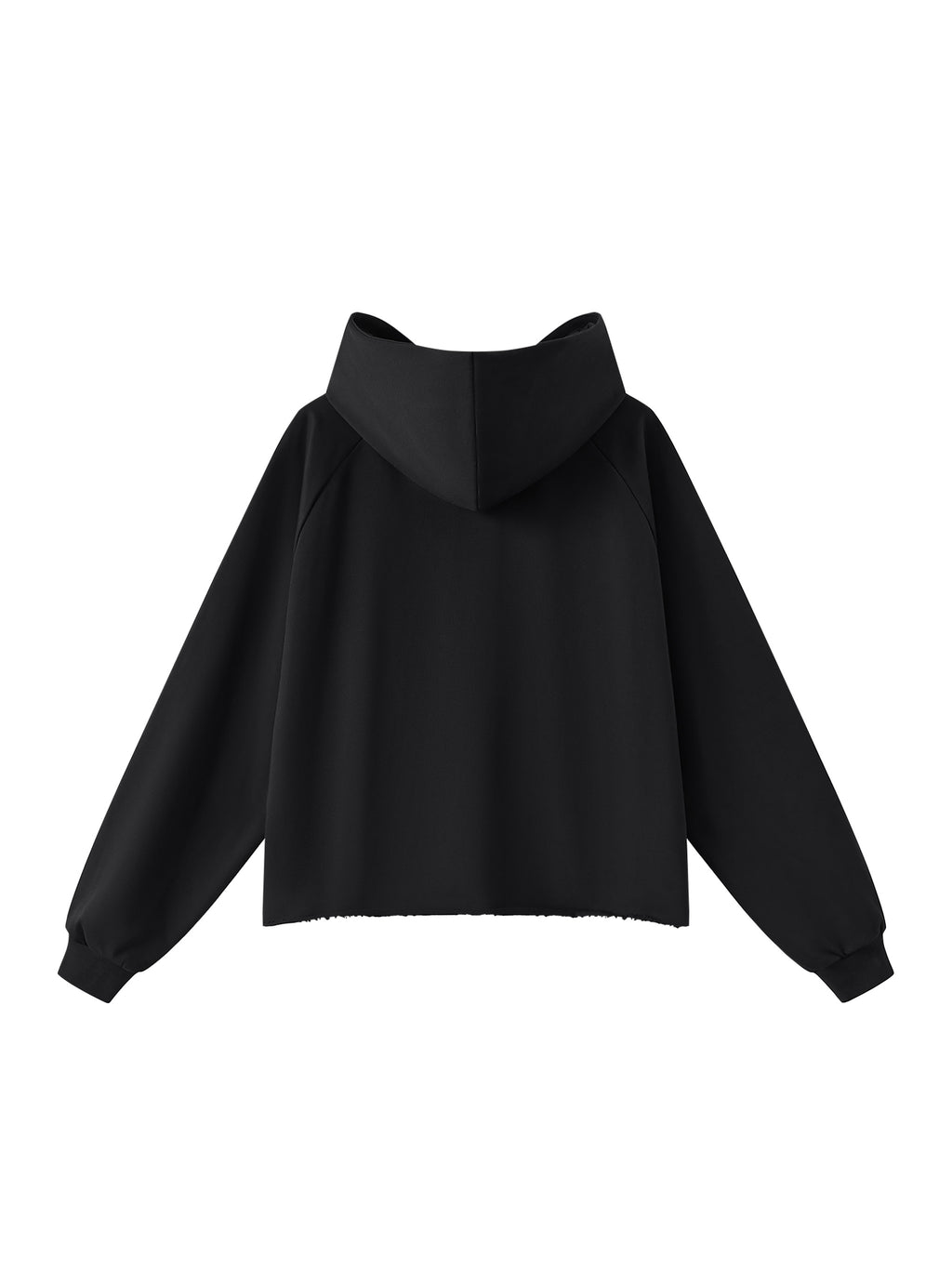 Unisex Vintage Wash Raw Edge Boxy Hoodie black back view