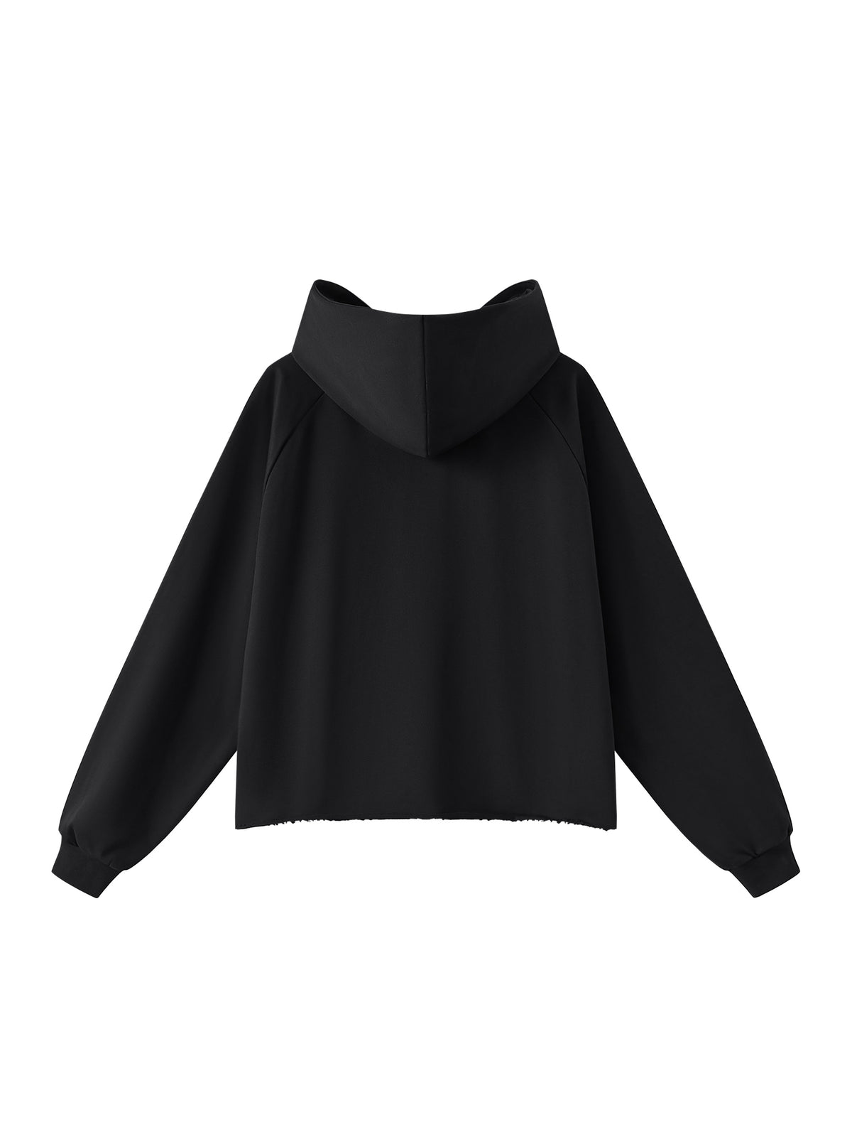 Unisex Vintage Wash Raw Edge Boxy Hoodie black back view