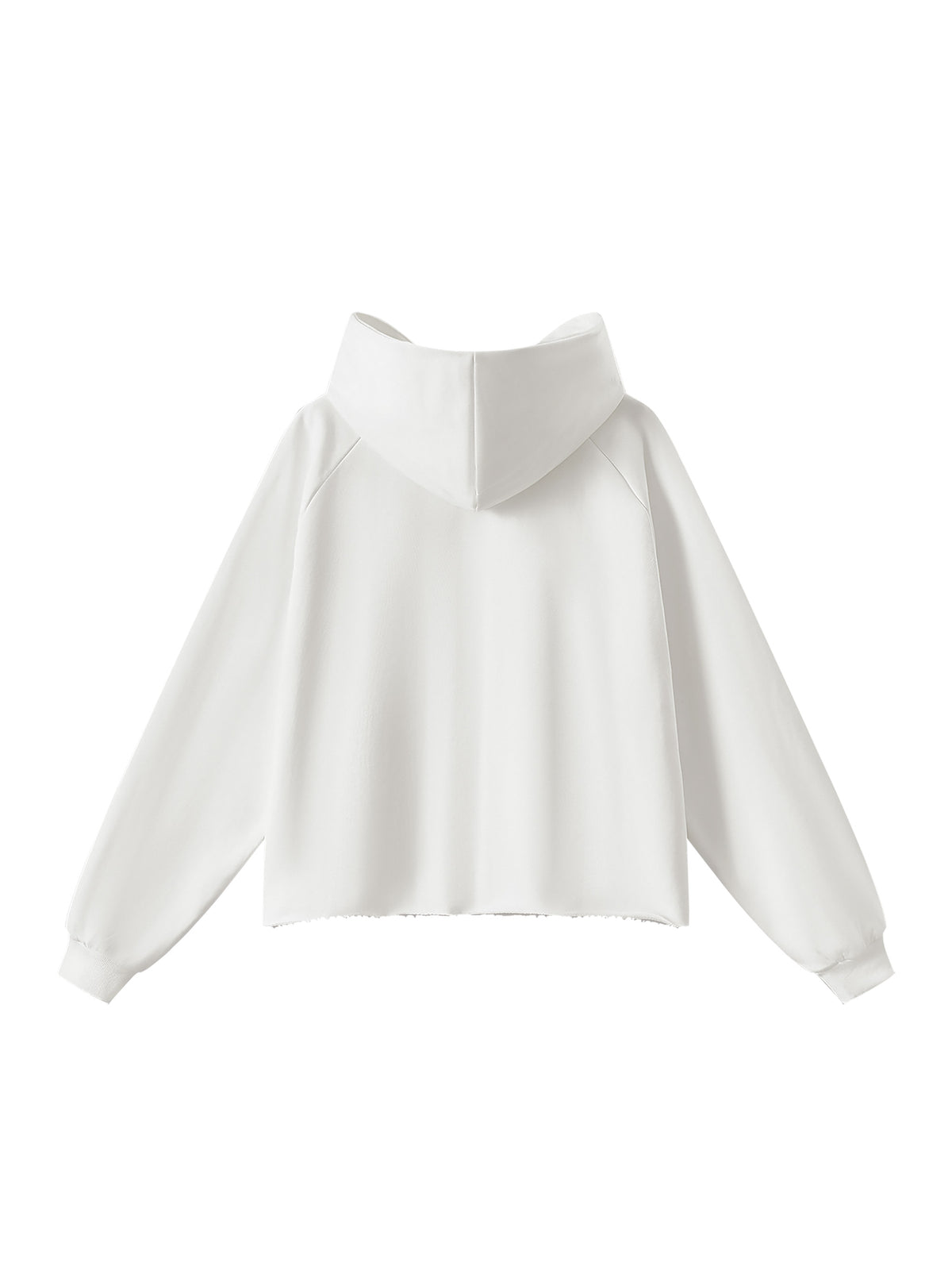 Unisex Vintage Wash Raw Edge Boxy Hoodie white back view