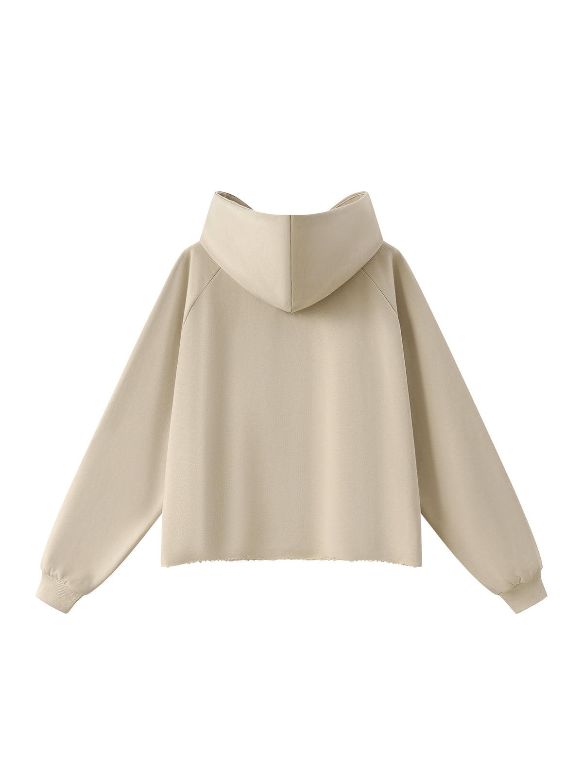 Unisex Vintage Wash Raw Edge Boxy Hoodie khaki back view