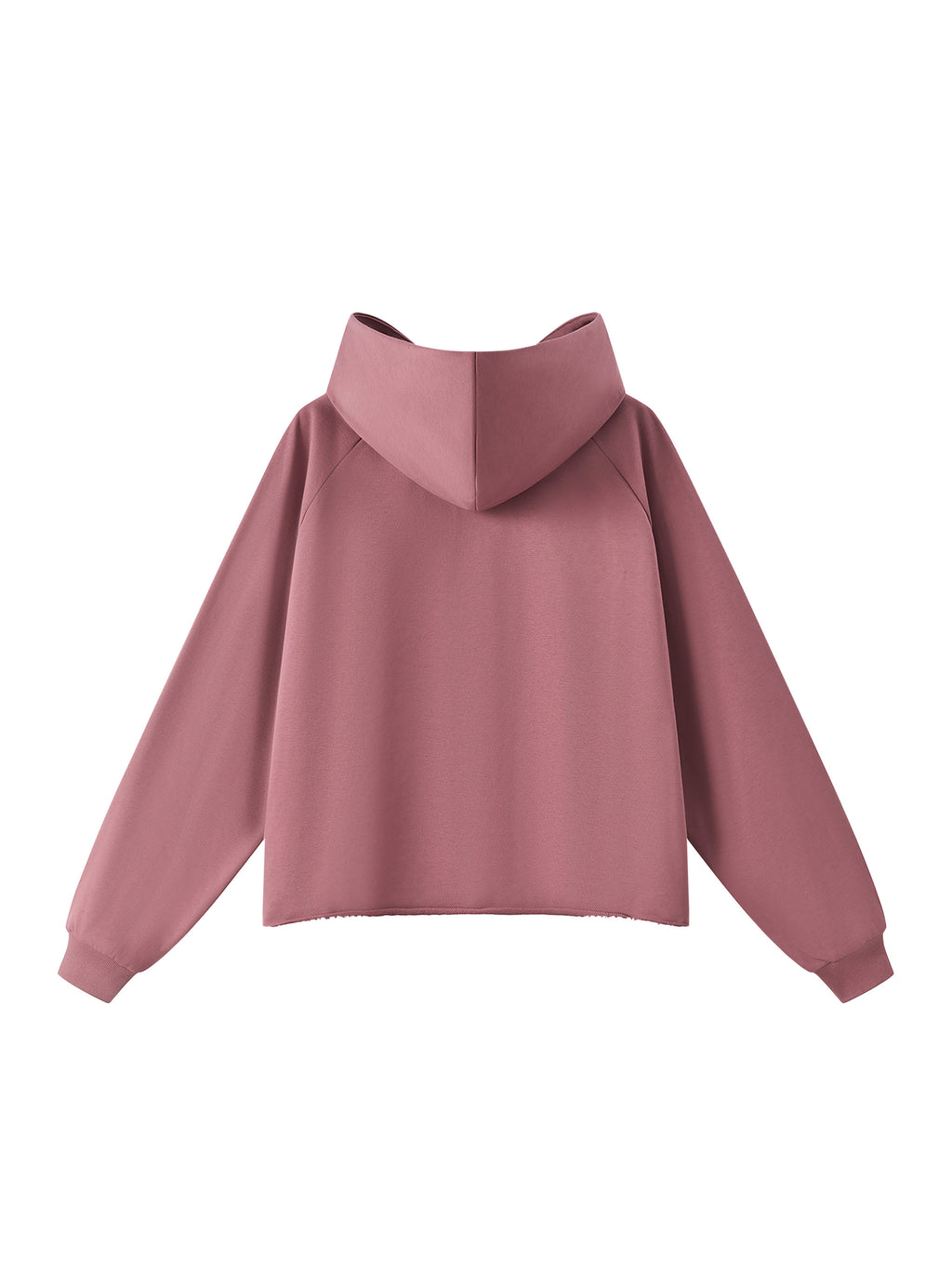 Unisex Vintage Wash Raw Edge Boxy Hoodie carmine back view