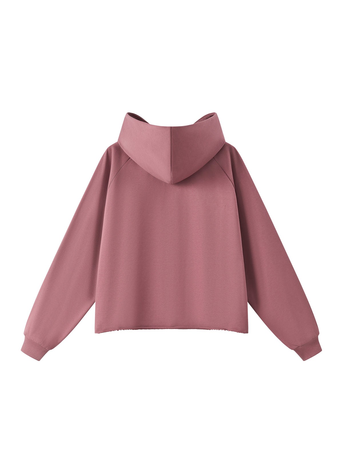 Unisex Vintage Wash Raw Edge Boxy Hoodie carmine back view