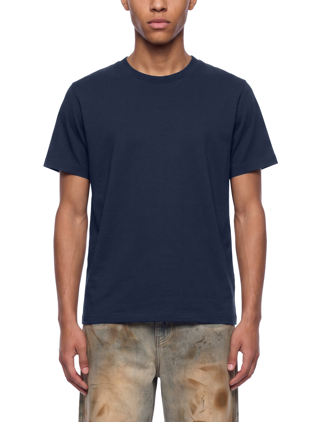 Off Script Sorona Crewneck T-Shirt - Navy Blue model front view