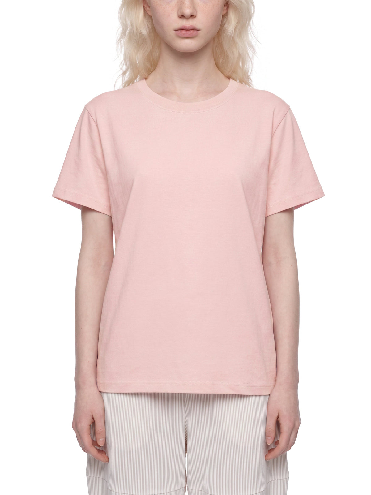 Off Script Sorona Crewneck T-Shirt - Pink model front view