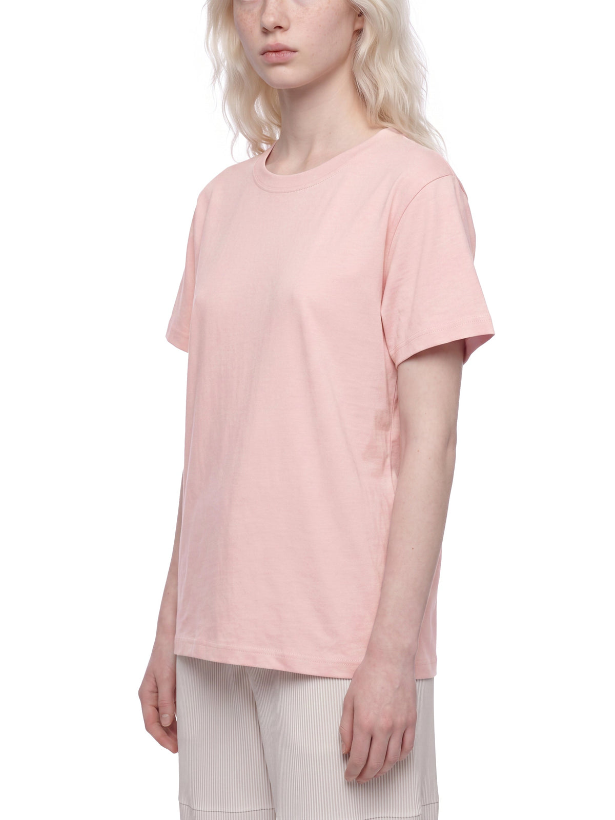 Off Script Sorona Crewneck T-Shirt - Pink model three-quarter view