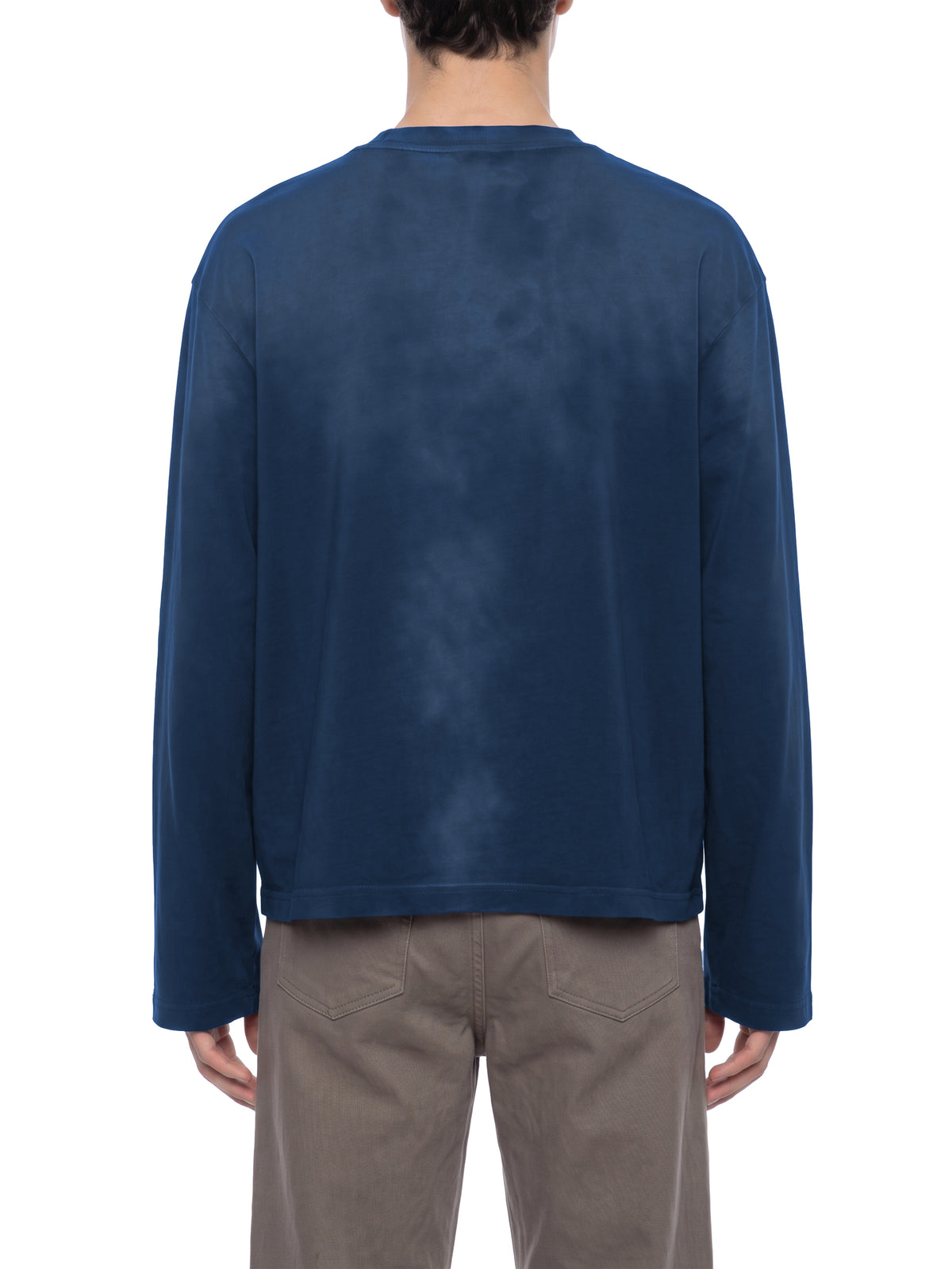 Off Script Sunfade Boxy Long Sleeve T-Shirt - Navy Blue model back view