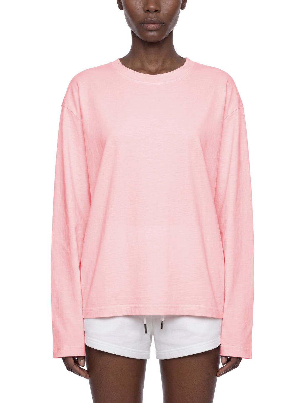 Off Script Sunfade Boxy Long Sleeve T-Shirt - Pink model front view