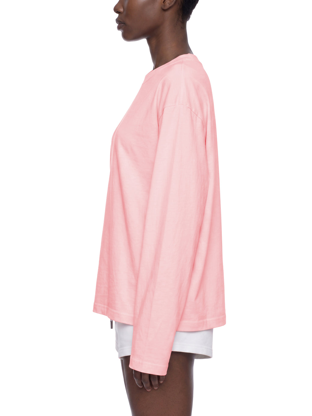 Off Script Sunfade Boxy Long Sleeve T-Shirt - Pink model side view