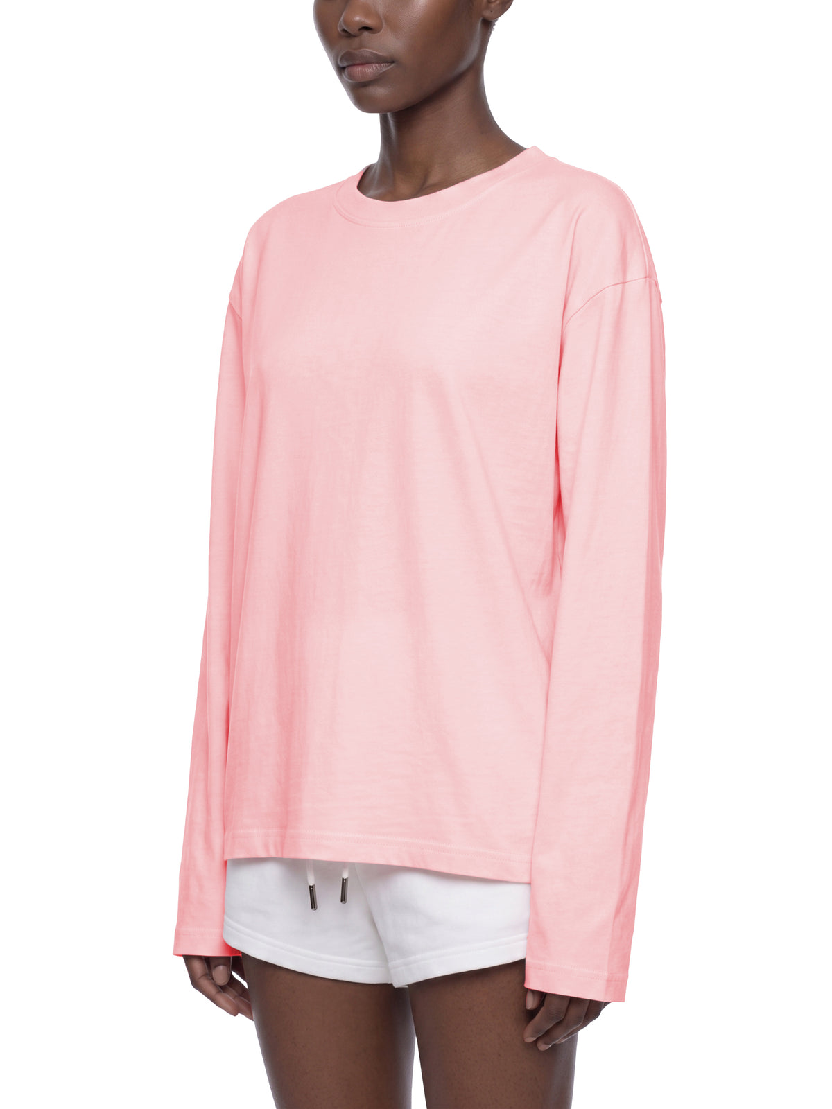 Off Script Sunfade Boxy Long Sleeve T-Shirt - Pink model three-quarter view