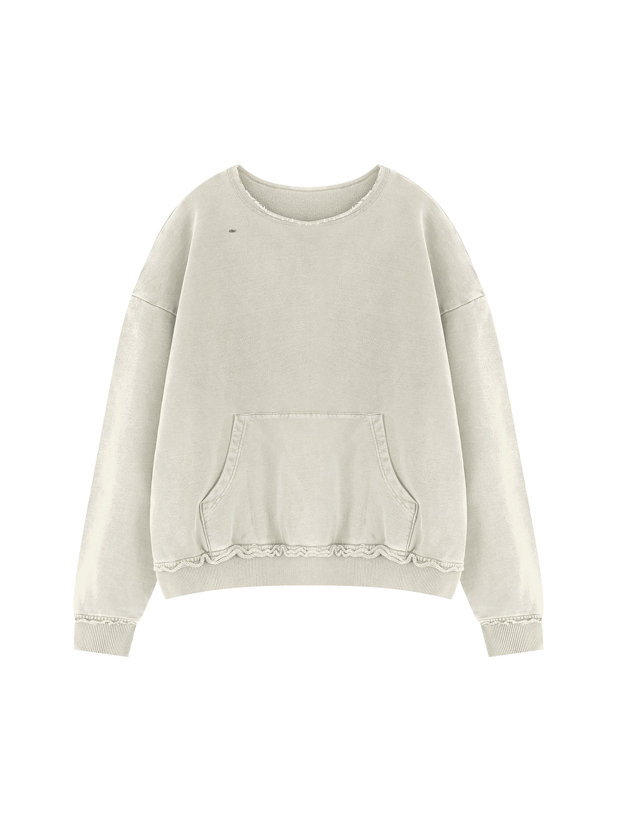 Unisex Raw Edge Crewneck Sweatshirt – Khaki Green front