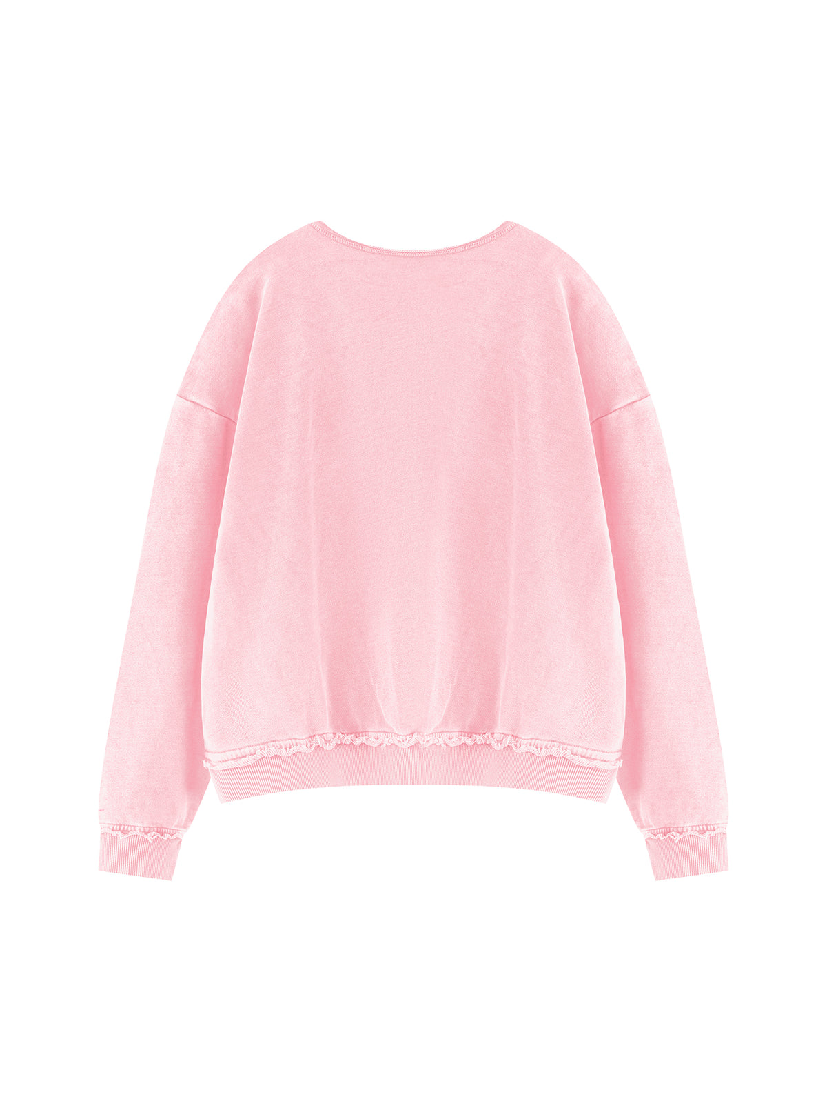 Unisex Raw Edge Crewneck Sweatshirt – Pink back