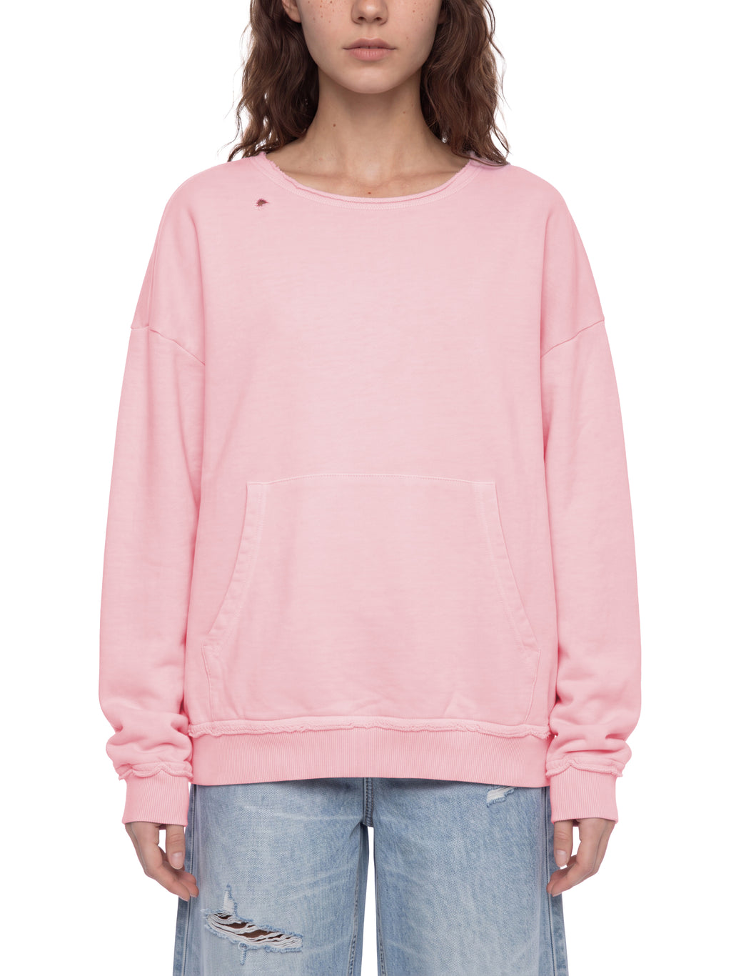 Unisex Raw Edge Crewneck Sweatshirt – model view 6