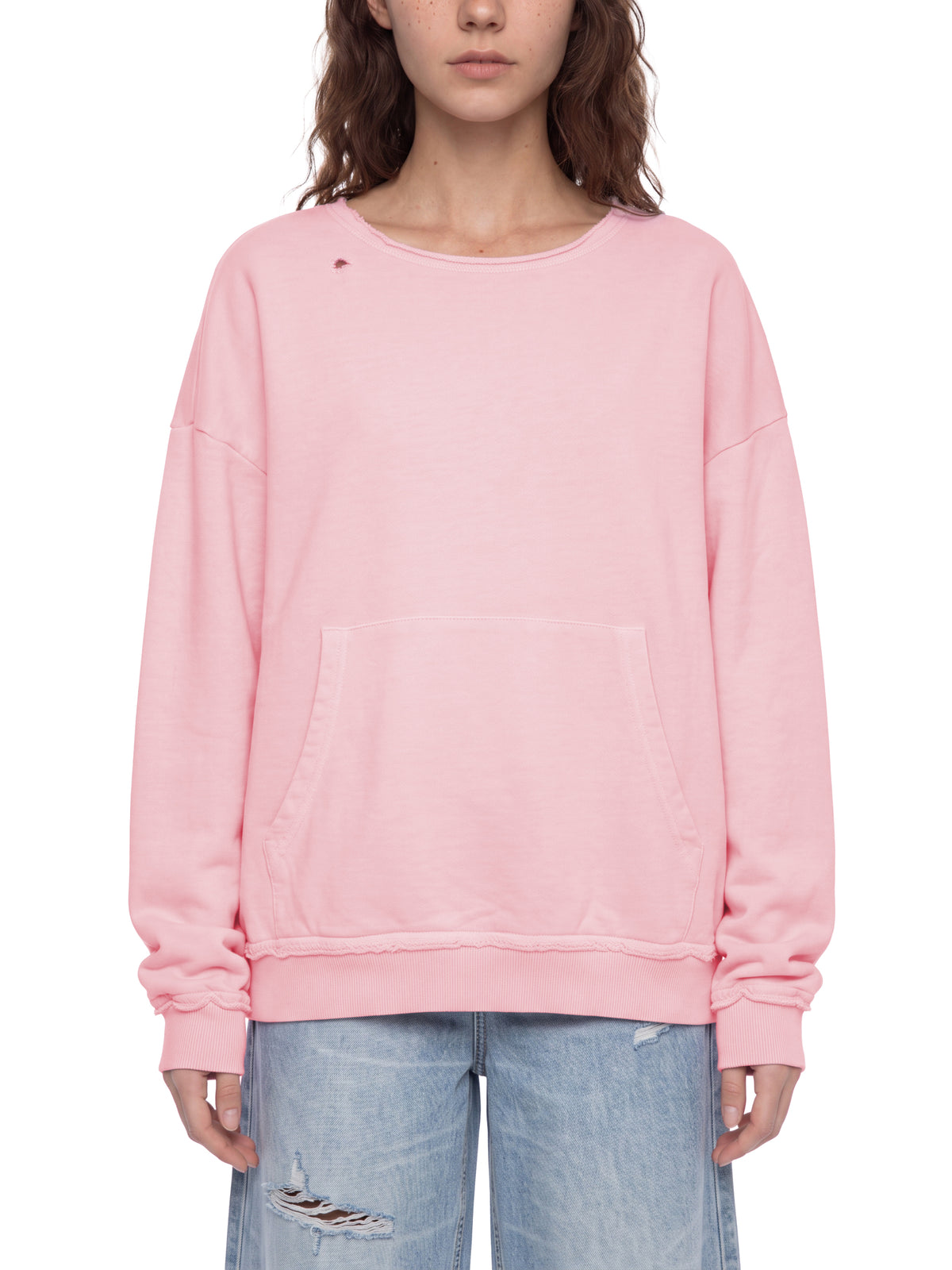 Unisex Raw Edge Crewneck Sweatshirt – model view 6