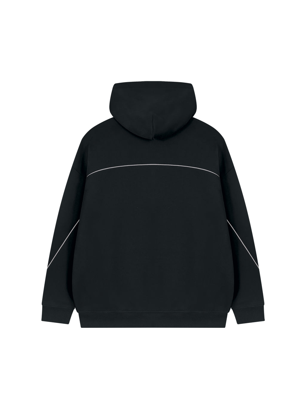Unisex Oversized Piping Fleece Hoodie – Black back