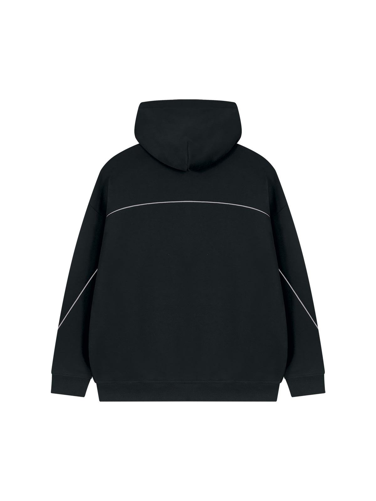 Unisex Oversized Piping Fleece Hoodie – Black back