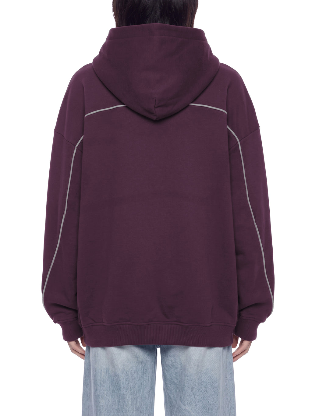 Unisex Oversized Piping Fleece Hoodie – model view 8