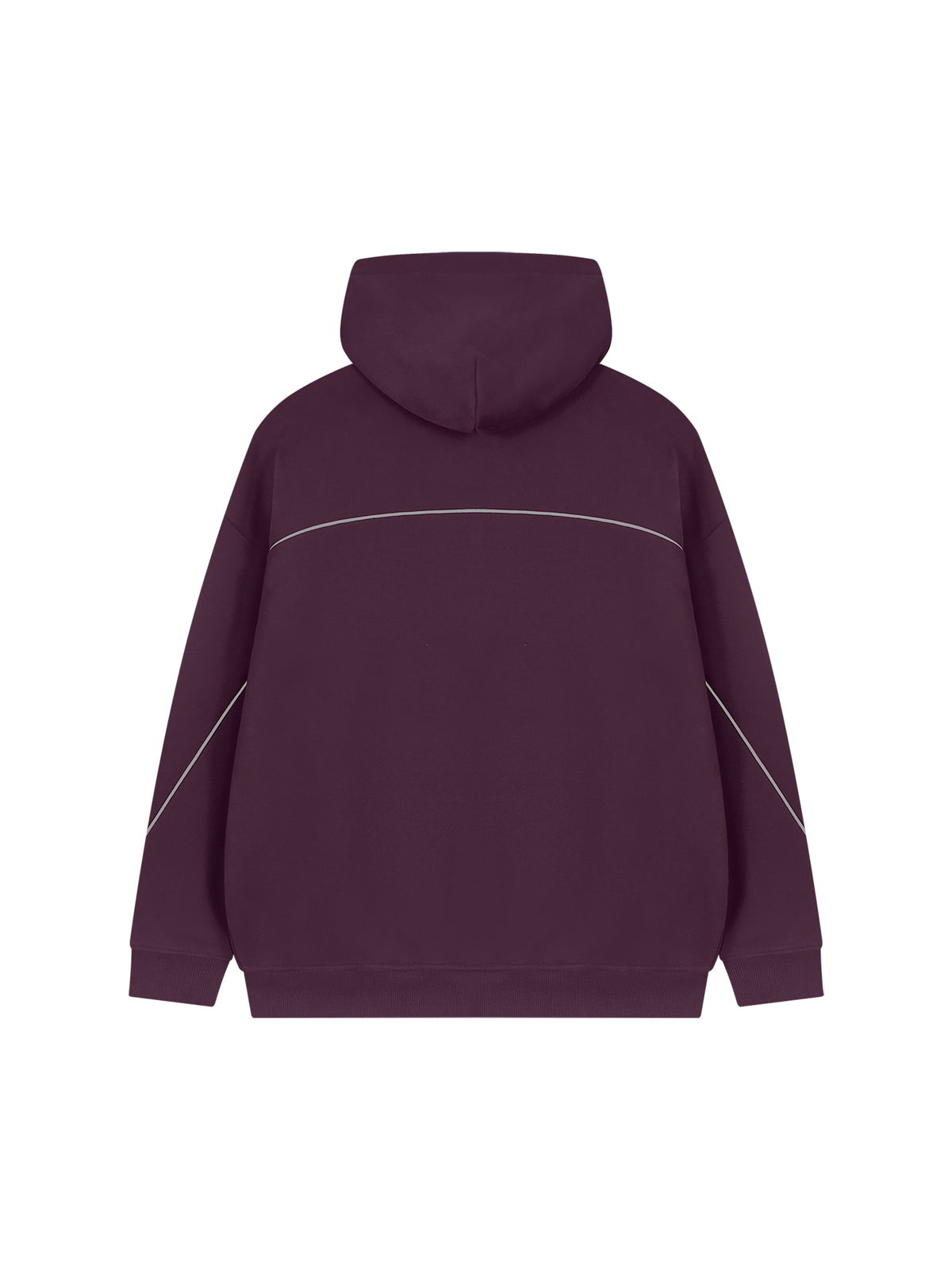 Unisex Oversized Piping Fleece Hoodie – Plum Purple back
