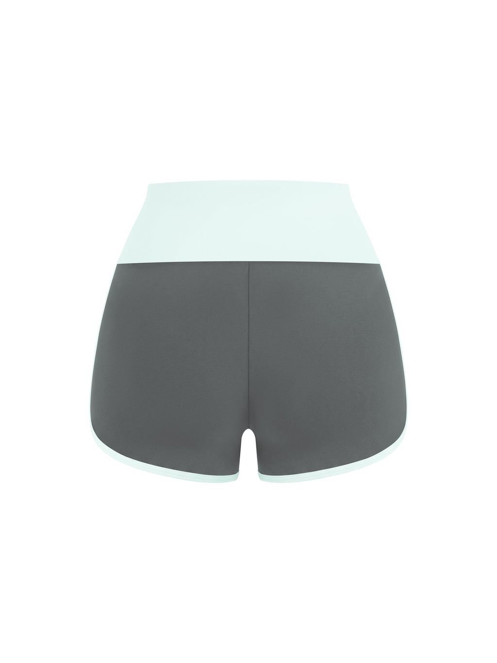 Women’s Colour-Block Yoga Shorts dark gray with light blue back view