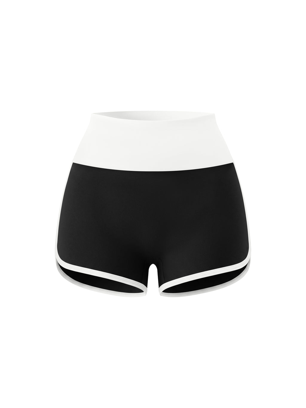 Women’s Colour-Block Yoga Shorts black with white front view