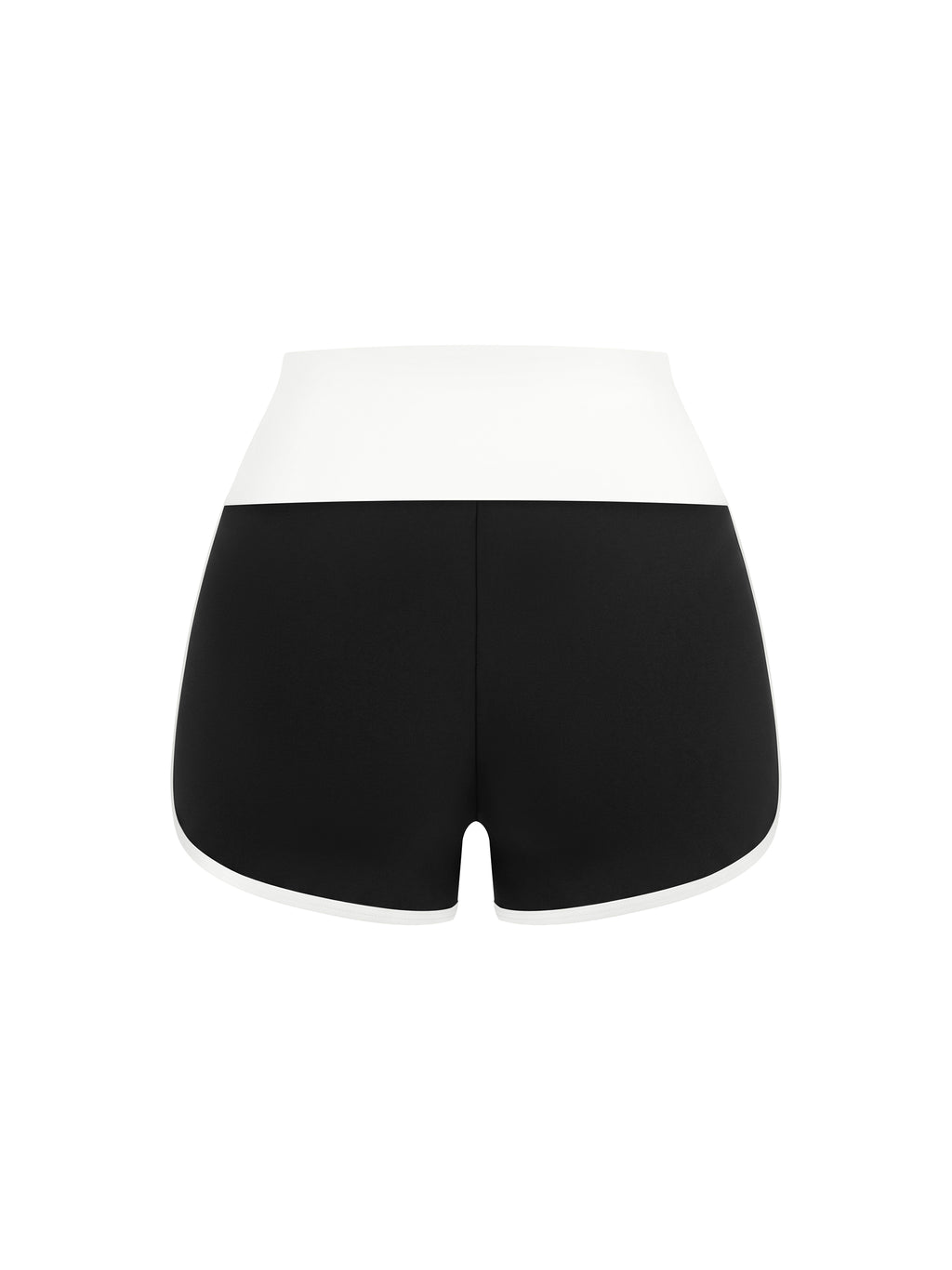 Women’s Colour-Block Yoga Shorts black with white back view