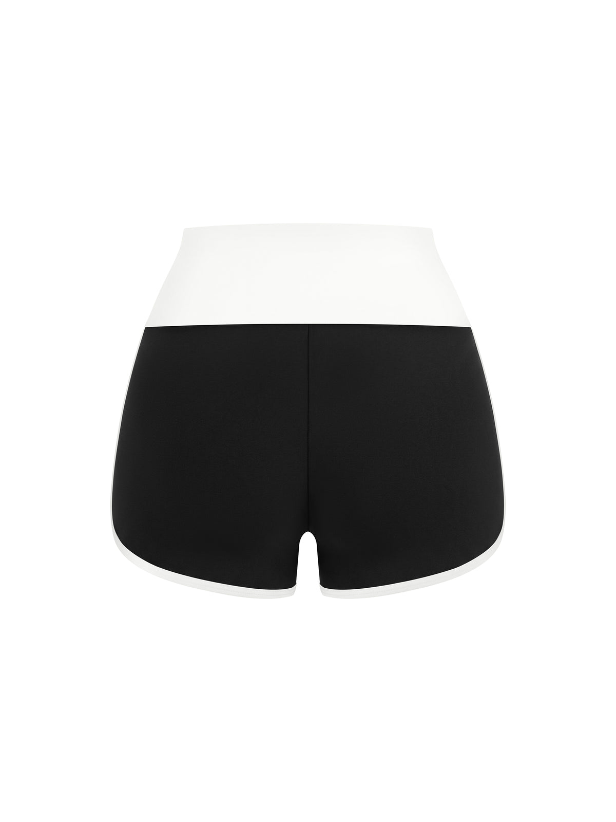 Women’s Colour-Block Yoga Shorts black with white back view