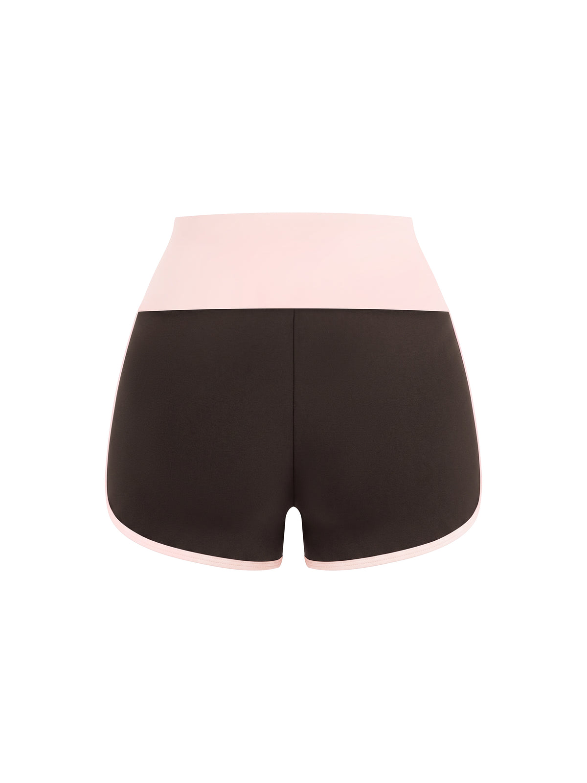 Women’s Colour-Block Yoga Shorts coffee with light pink back view