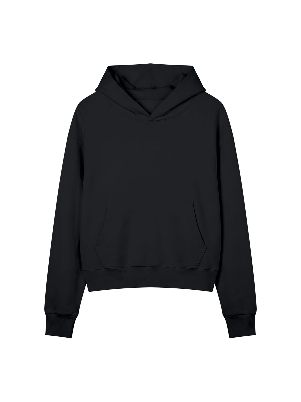 Women’s Crop Drop Shoulder Hoodie black front view