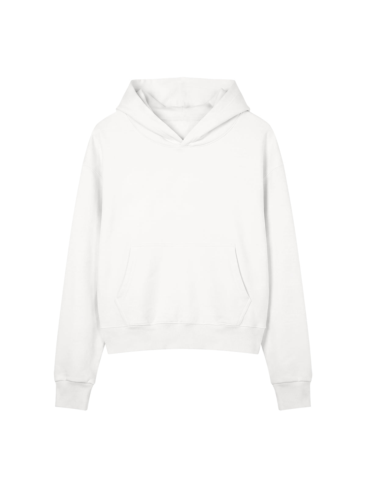 Women’s Crop Drop Shoulder Hoodie white front view