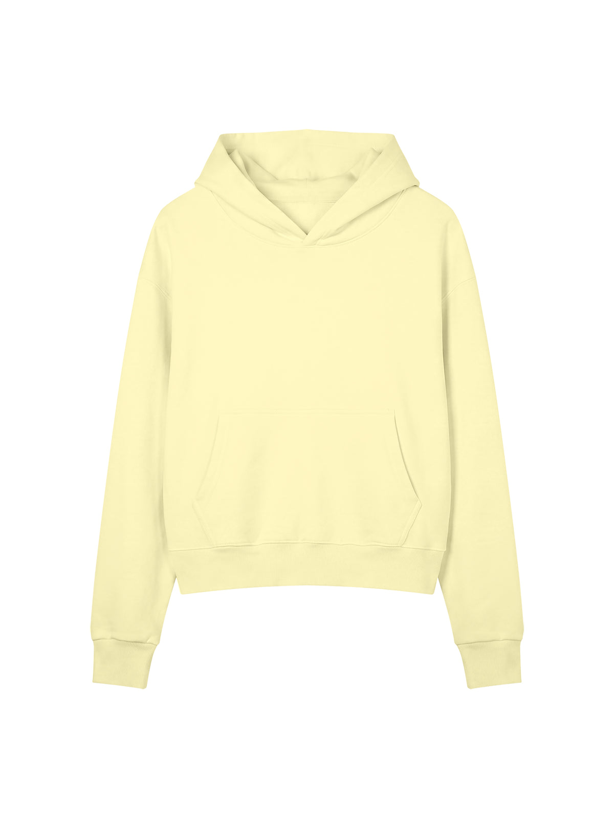 Women’s Crop Drop Shoulder Hoodie light yellow front view