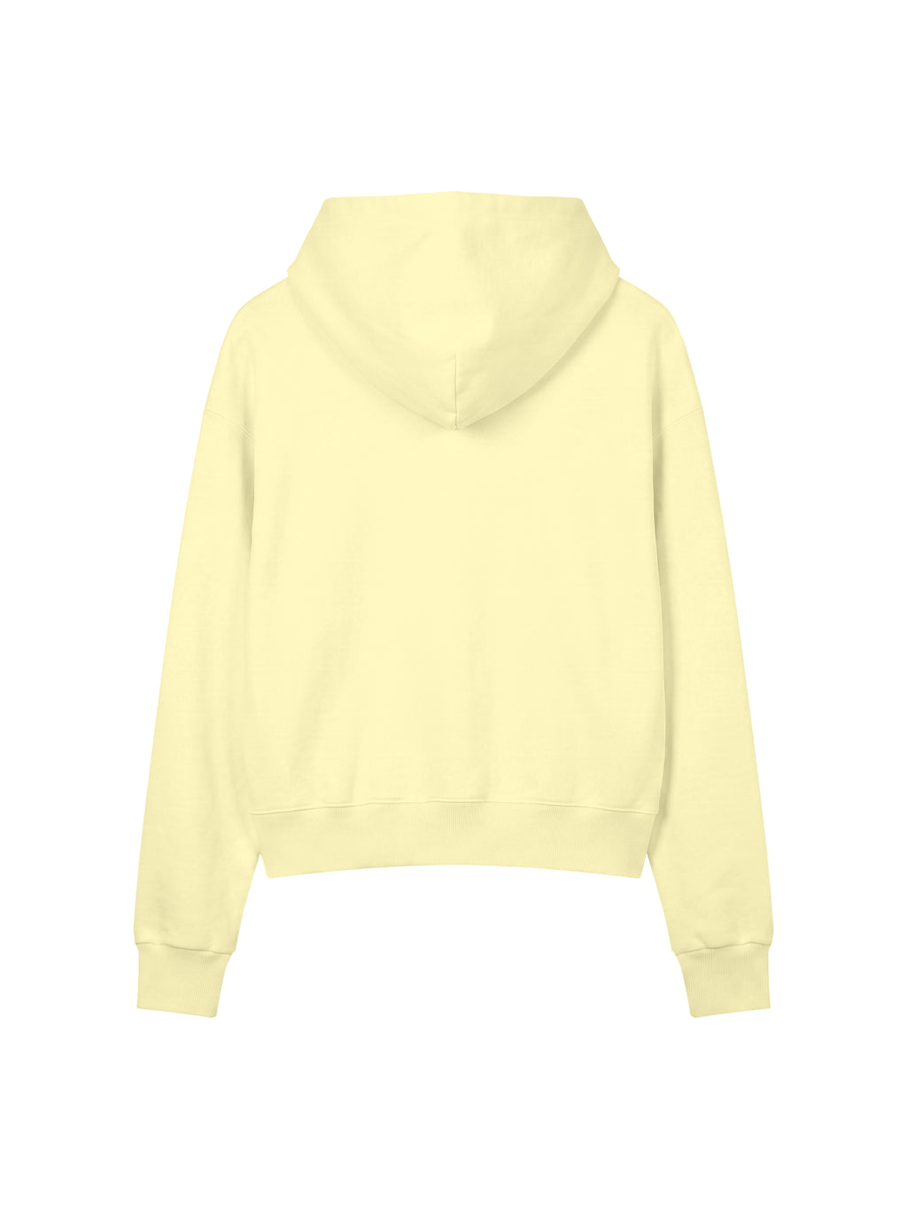 Women’s Crop Drop Shoulder Hoodie light yellow back view