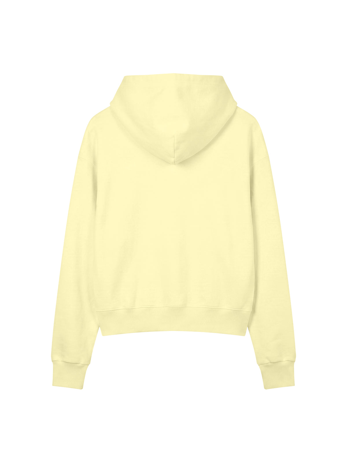 Women’s Crop Drop Shoulder Hoodie light yellow back view