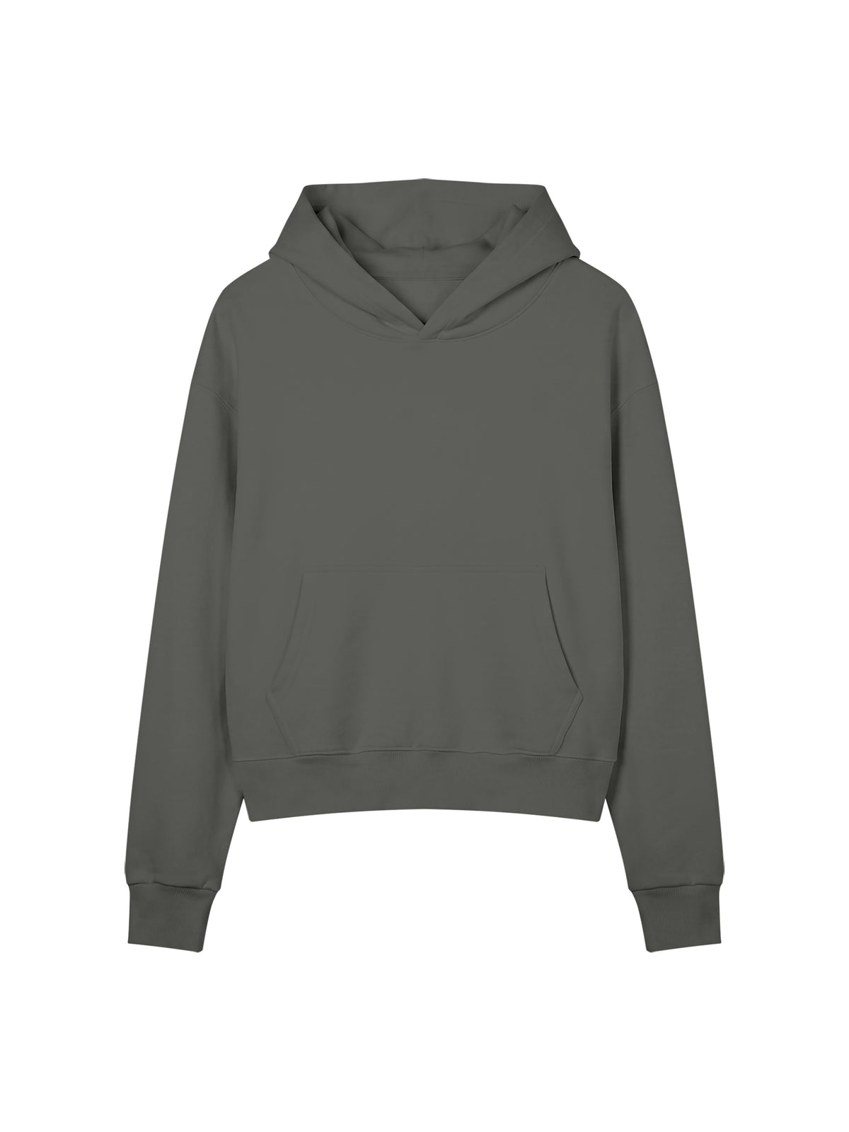 Women’s Crop Drop Shoulder Hoodie dark gray front view