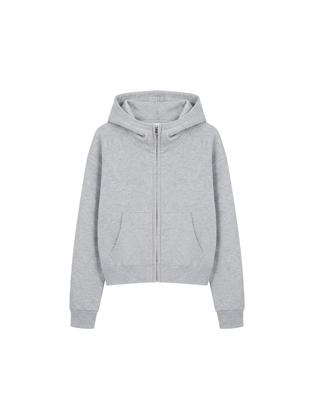 Women’s Cropped Full-Zip Hoodie flower gray front product view